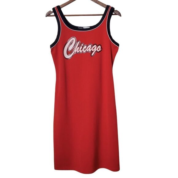 Vintage California Concepts Chicago Bulls Dress Size M Red Y2K Mini Womens - Picture 1 of 9